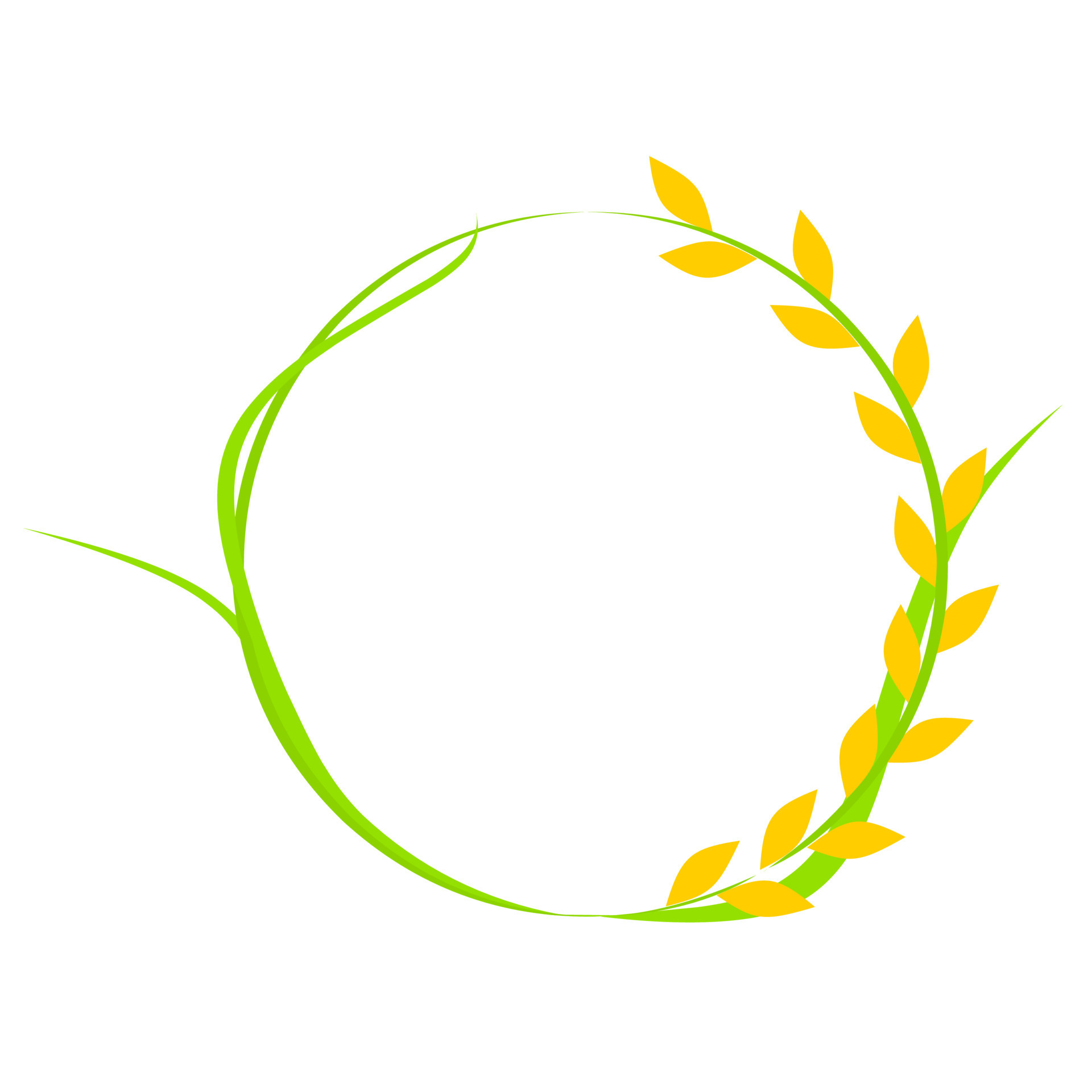 Vector illustration of paddy with green leaves in round shape on white