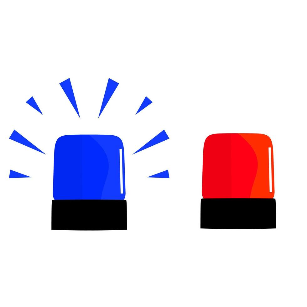 Siren lights are red and blue on a white background. Flashing light alerts are great for police, fire, and ambulance car alarms. Vector illustration