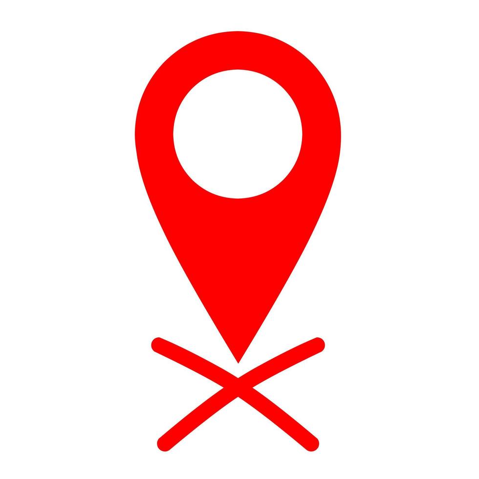 Tracker pin icon vector with cross sign on white background. Great for navigation for street directions.