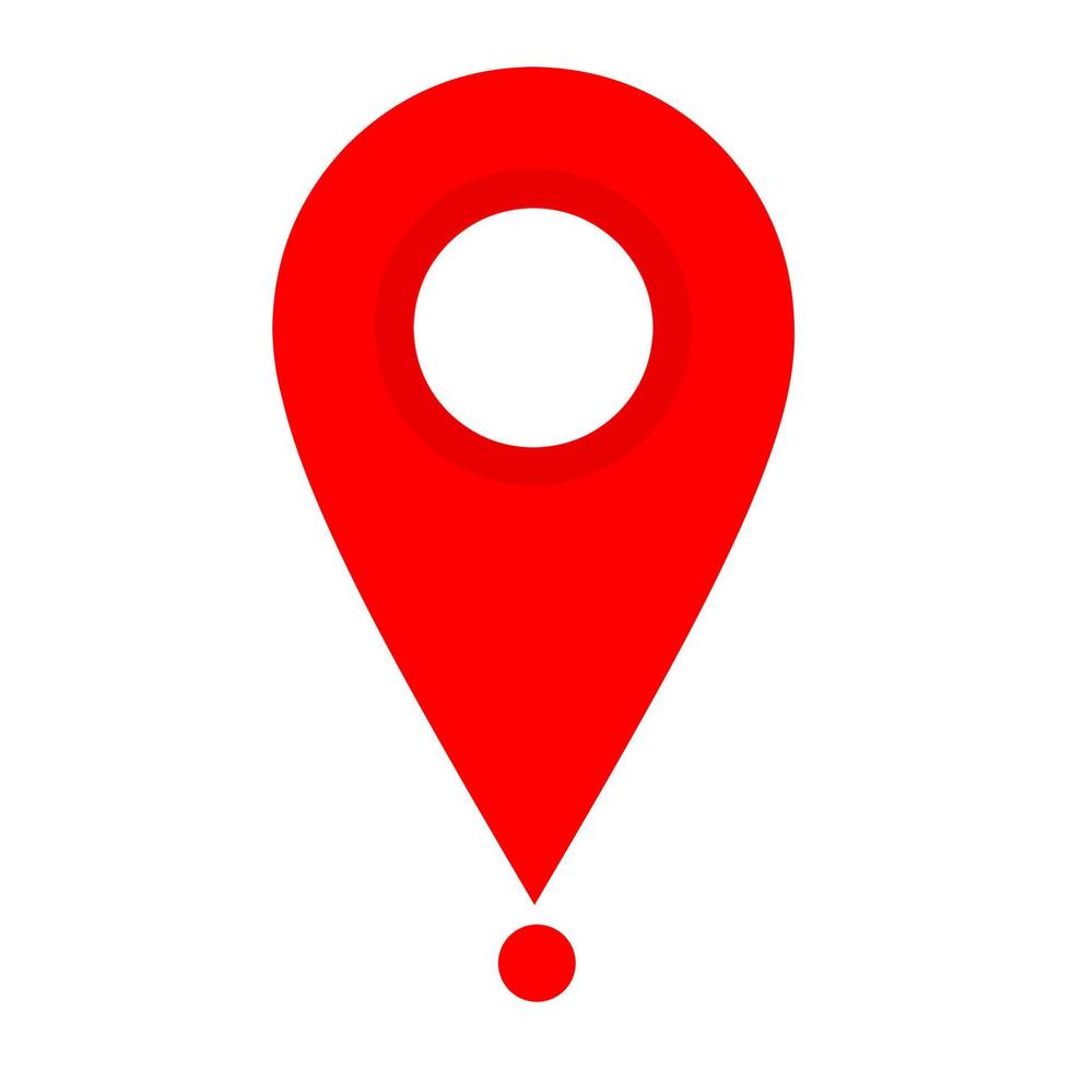 Red location pin icon on white background. Pointer navigation for street directions. vector