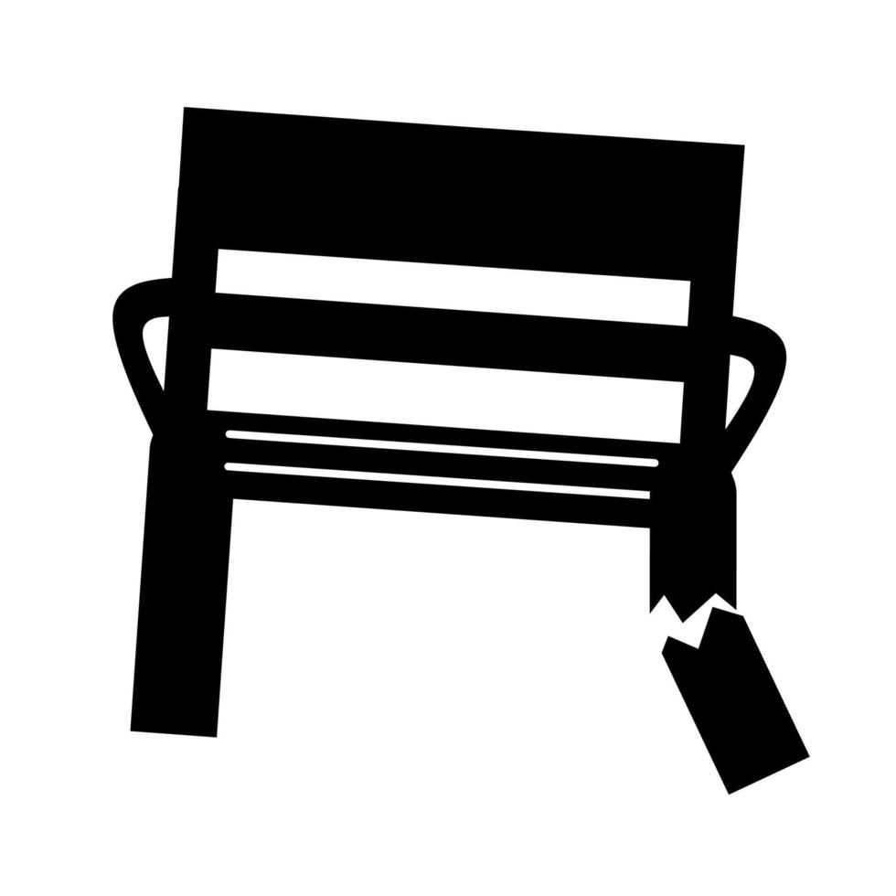 Broken chair leg silhouette on white background. The black chair was broken. Suitable for weathered and dirty wood material logos. Vector illustration