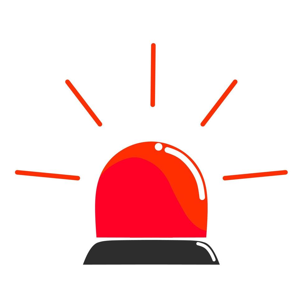 Red siren light vector illustration on white background. Great for police, ambulance and medical alarm alert sounds.