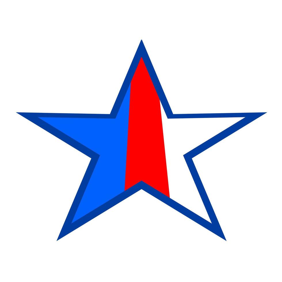 icono de estrella en tres colores diferentes azul, rojo y blanco aislado sobre fondo blanco. ideal para logotipos web. ilustración vectorial vector