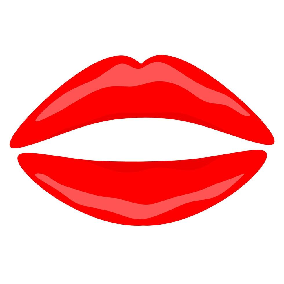 Ilustración de vector de labios rojos femeninos aislado sobre fondo blanco. labios de chica al rojo vivo, beso. concepto de belleza.