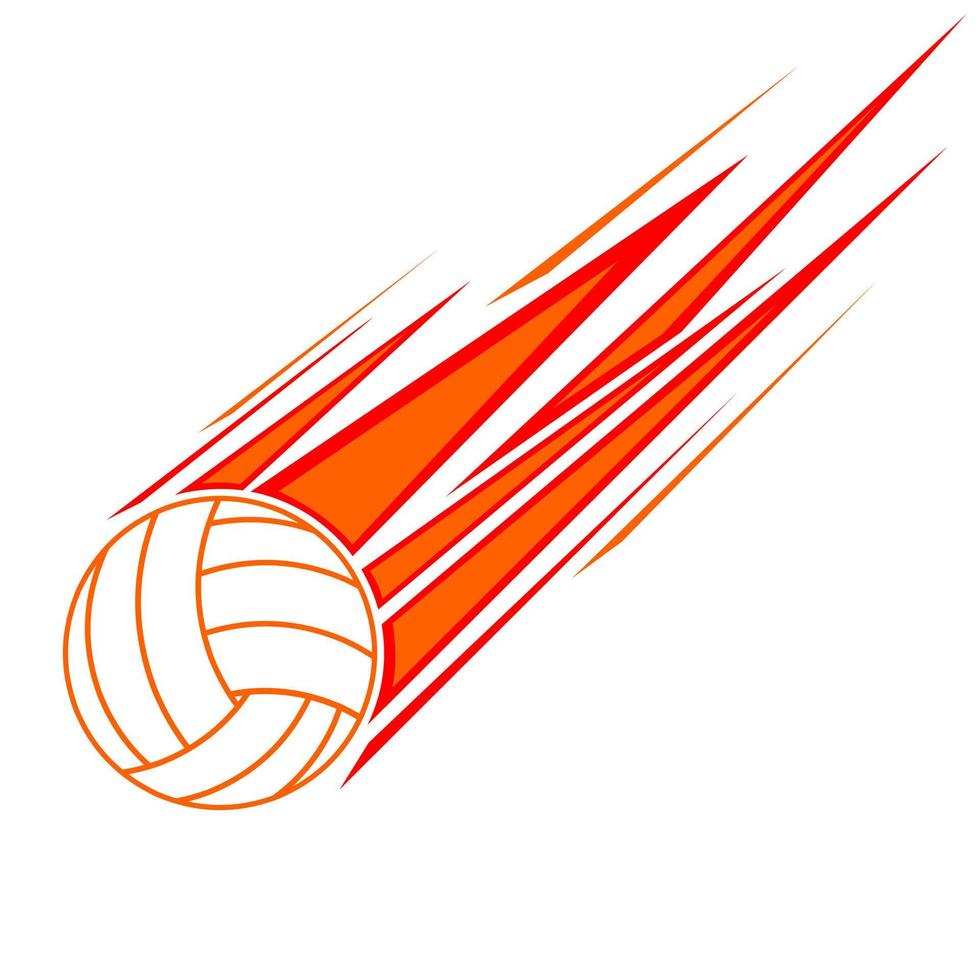 icono de vector de voleibol con rastro de velocidad de fuego sobre fondo blanco. ideal para logotipos de deportes de pelota.