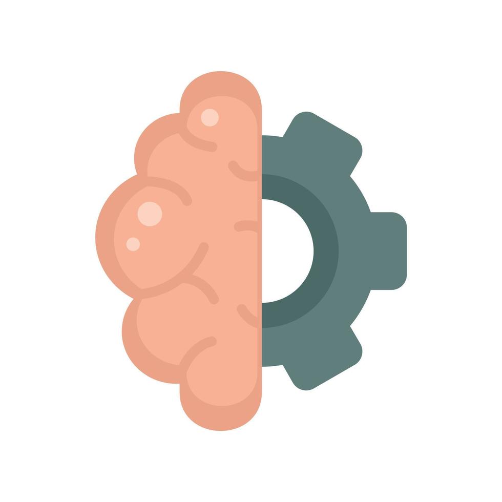 Brain gear innovation icon flat isolated vector