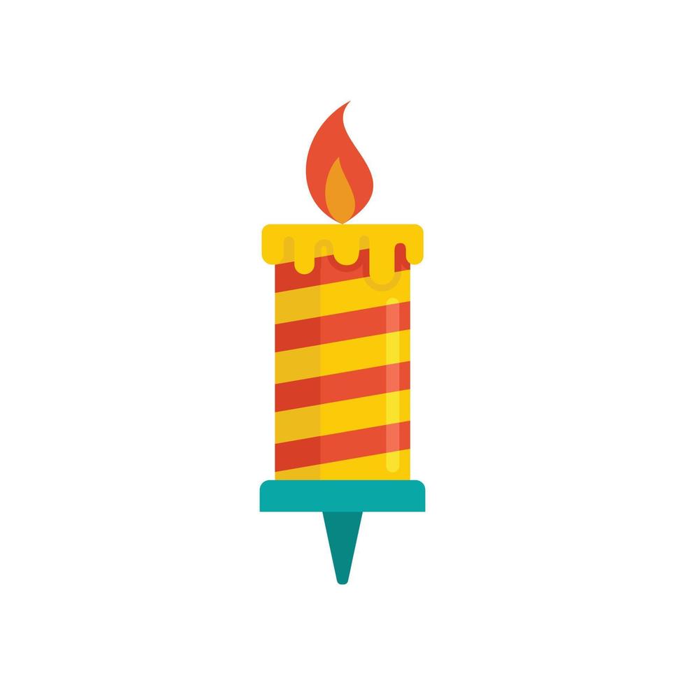 Birthday candle flame icon flat isolated vector