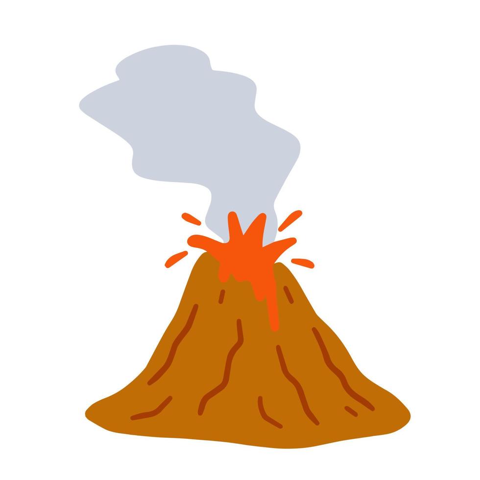 Volcanic eruption. Red hot lava and geological activity. Natural disaster. Destruction of the mountain. vector