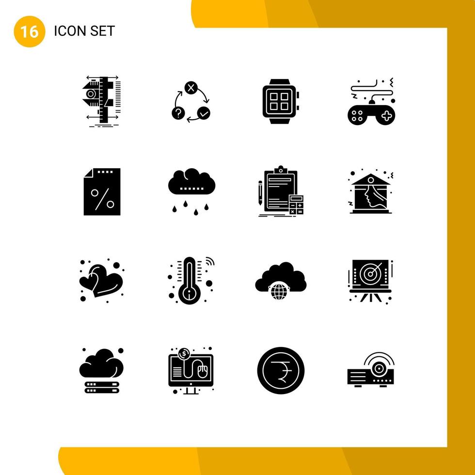 Set of 16 Modern UI Icons Symbols Signs for console game organization watch smart Editable Vector Design Elements