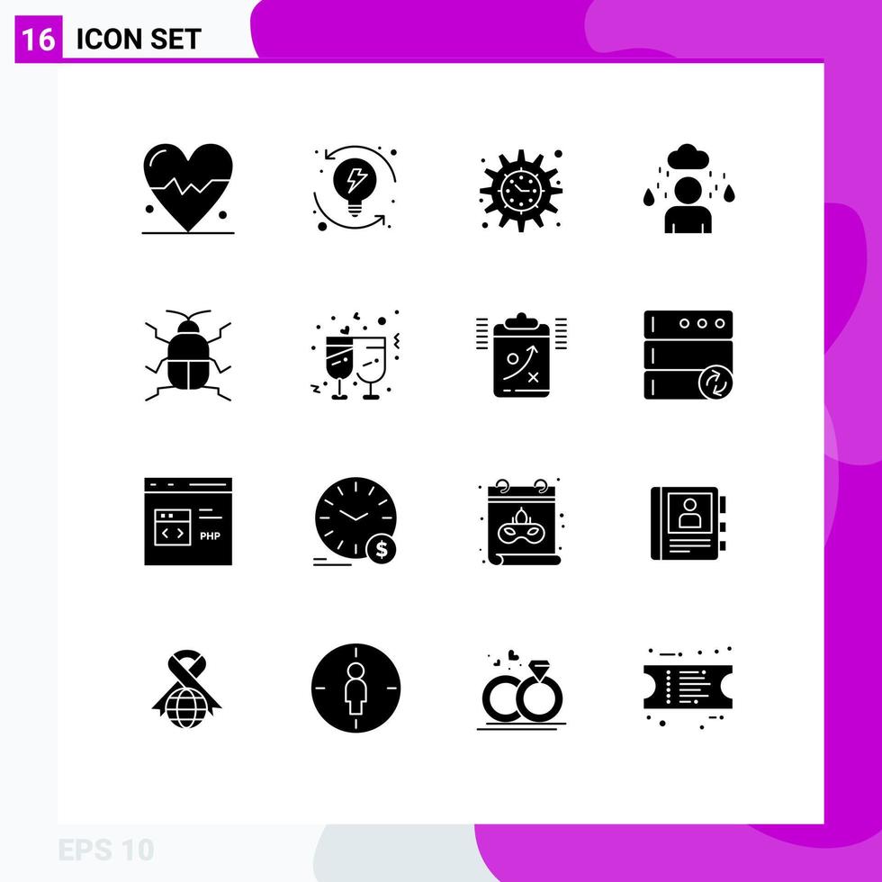 16 Creative Icons Modern Signs and Symbols of nature bug project biology cloud Editable Vector Design Elements