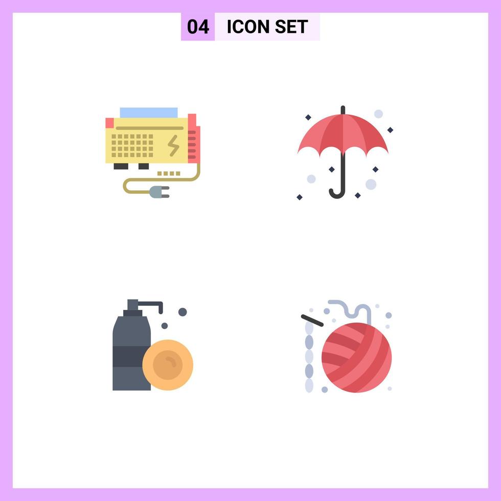símbolos de iconos universales grupo de 4 iconos planos modernos de apc aerosol power paraguas limpieza elementos de diseño vectorial editables vector