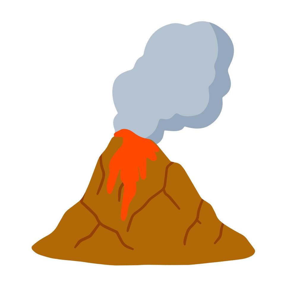 Volcanic eruption. Red hot lava and geological activity. Natural disaster. Destruction of the mountain. vector