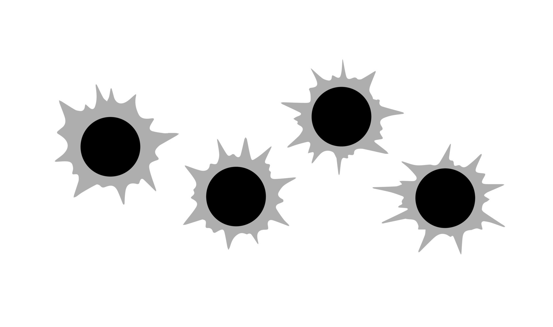 Bullet holes. Torn of gunshot hitting the wall. Template of shooting