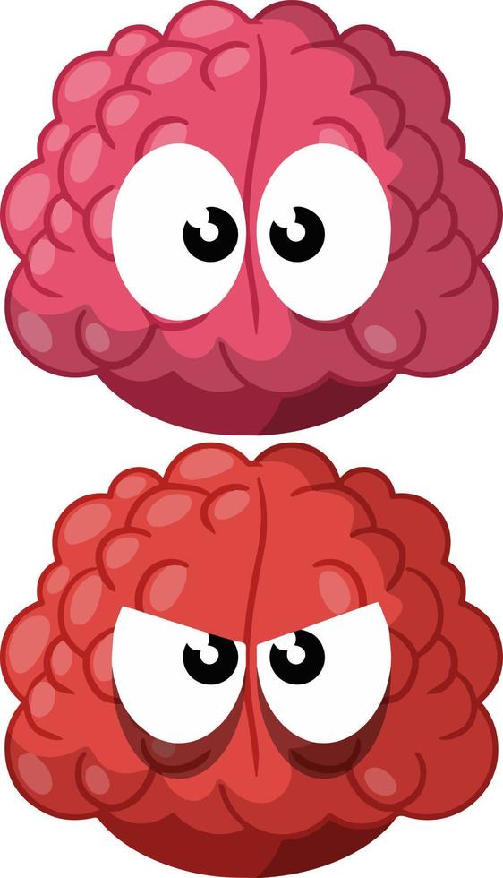 Funny brain with eyes.  Cartoon flat illustration vector