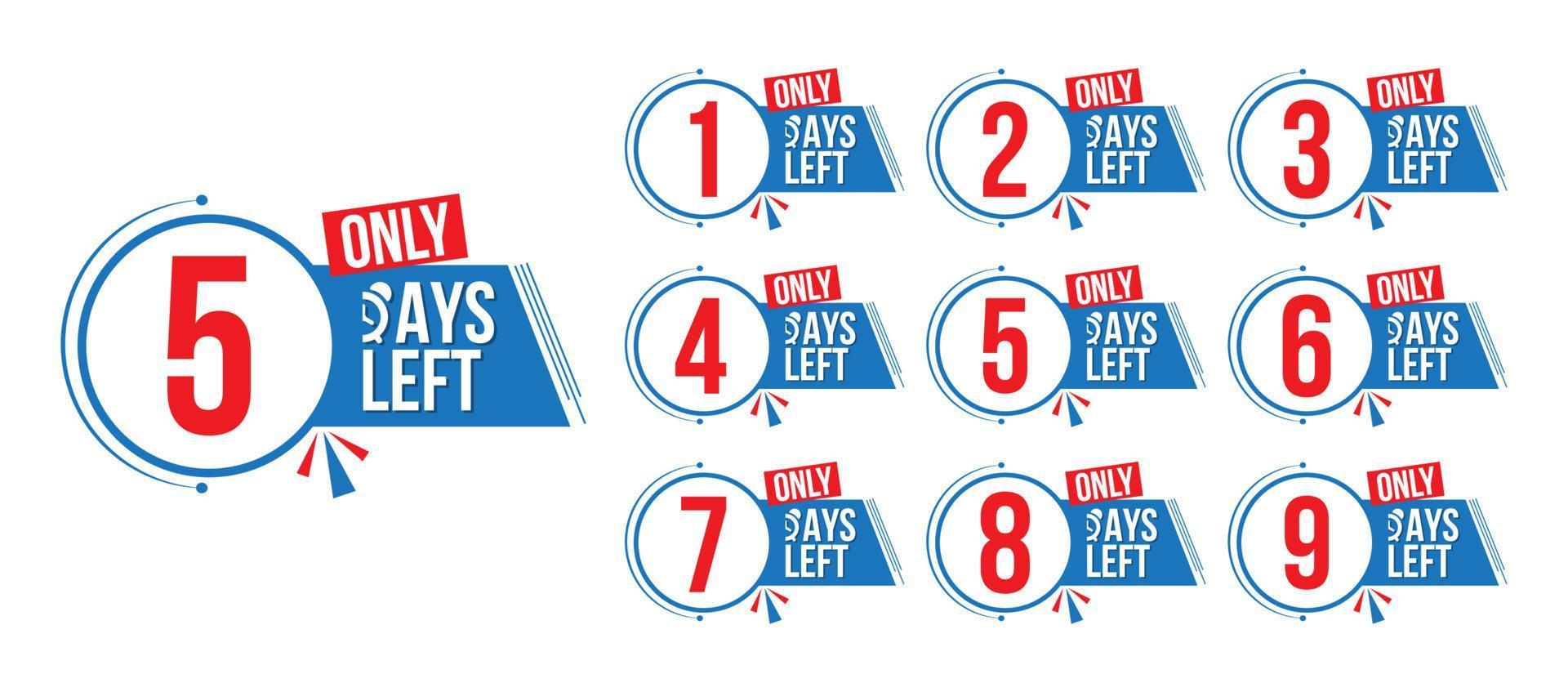 Countdown left days Label Design Template vector