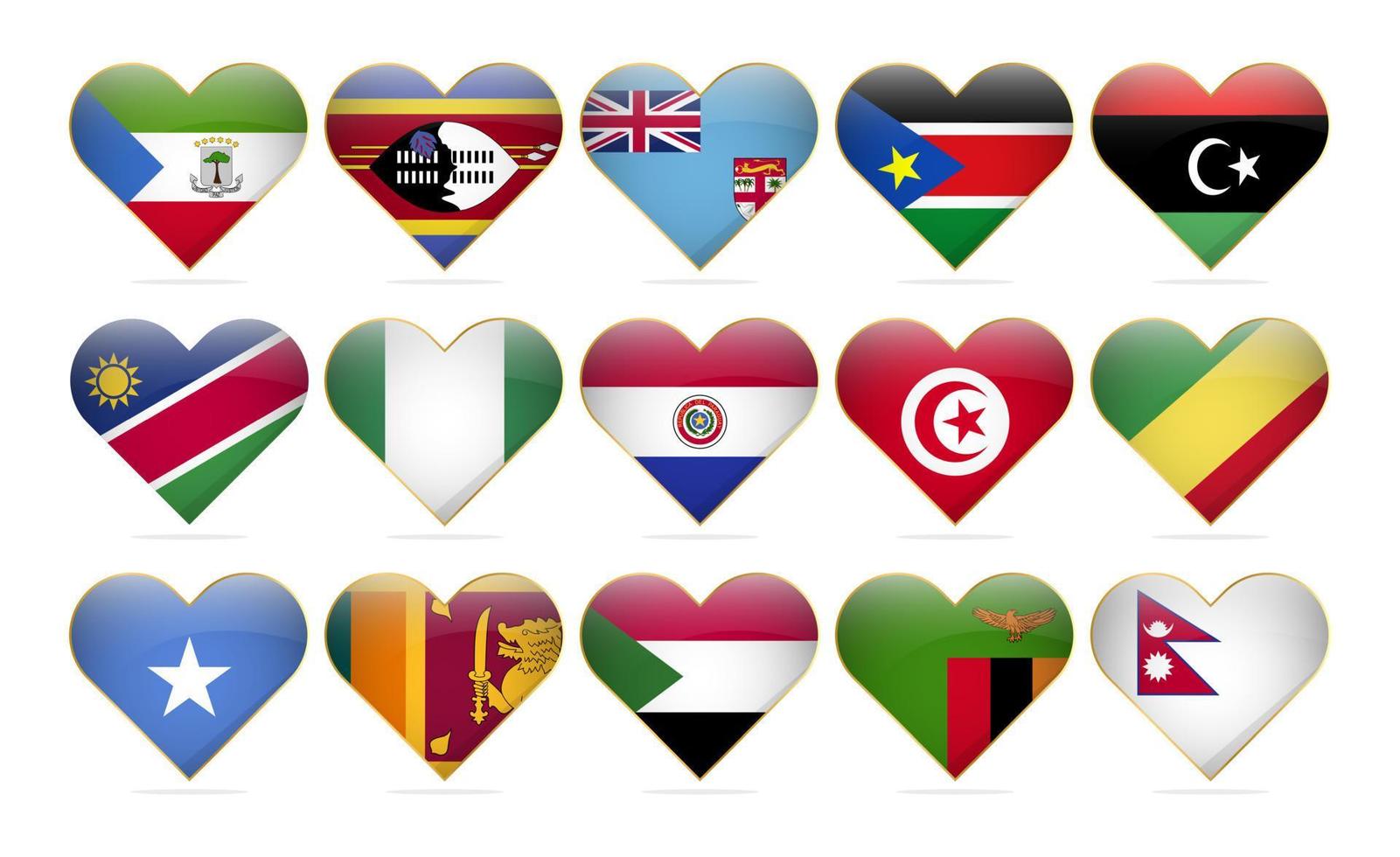 Heart National Flags Of The World Design Template Realistic vector