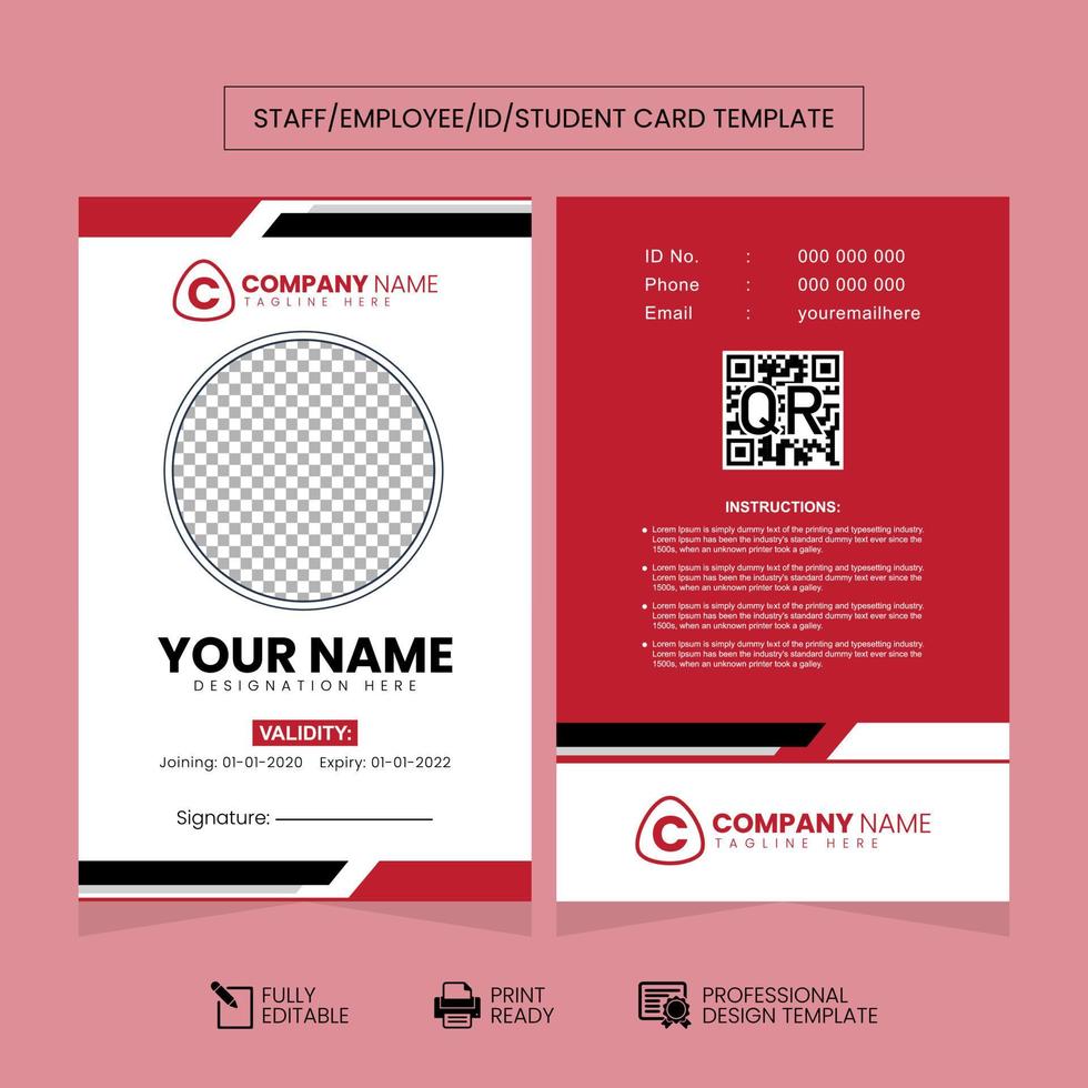 Clean and Simple ID Card Design Template Design vector