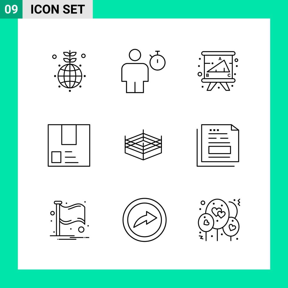 Pack of 9 Line Style Icon Set. Outline Symbols for print. Creative Signs Isolated on White Background. 9 Icon Set. vector