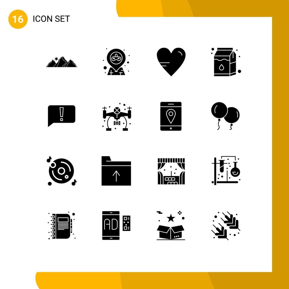 Set of 16 Modern UI Icons Symbols Signs for error pak party package education Editable Vector Design Elements