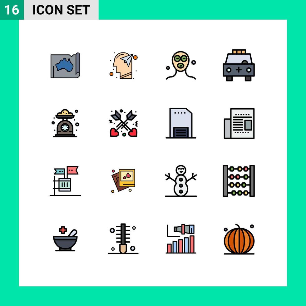 conjunto de 16 iconos de interfaz de usuario modernos símbolos signos para ambulancia llena imaginación relajación cosméticos elementos de diseño de vectores creativos editables