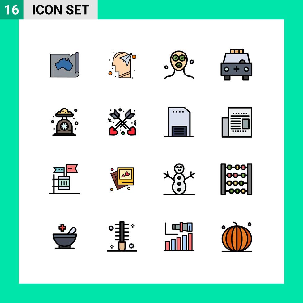 Set of 16 Modern UI Icons Symbols Signs for filled ambulance imagination relaxation cosmetics Editable Creative Vector Design Elements