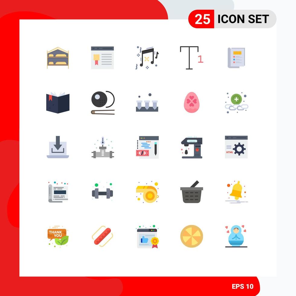 Flat Color Pack of 25 Universal Symbols of report bundle website book font Editable Vector Design Elements
