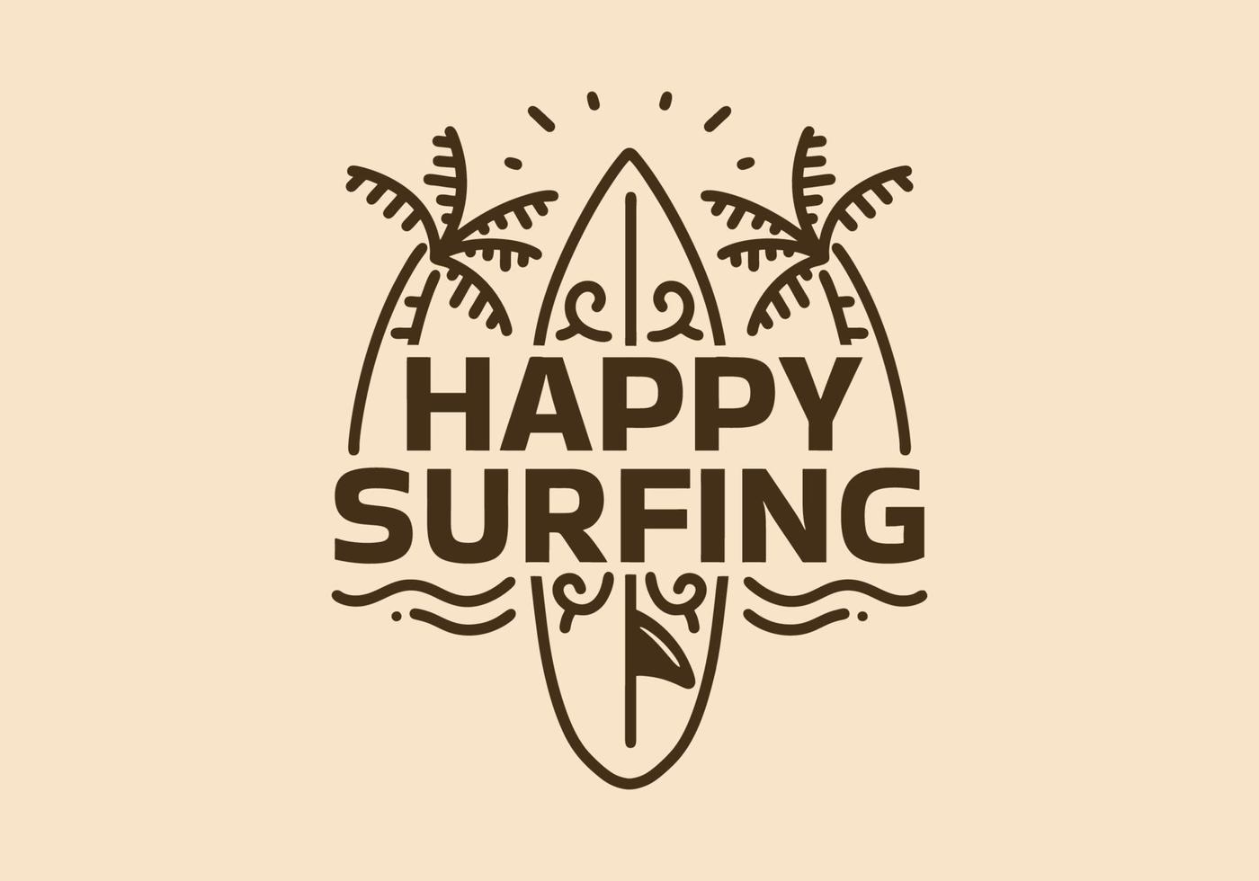 Vintage art illustration of a happy surfing sign vector