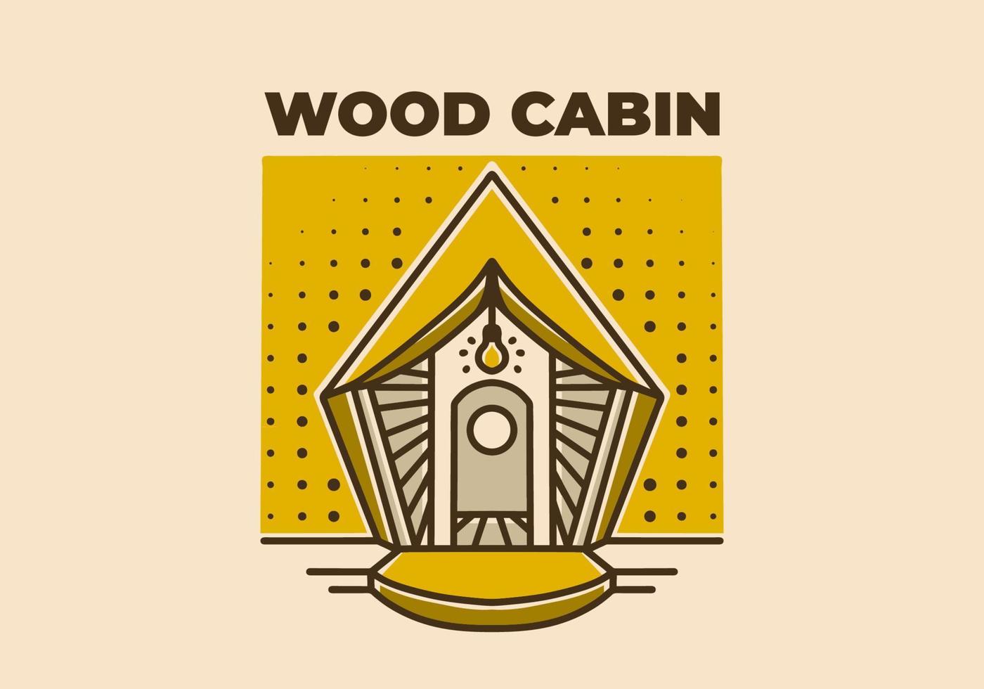 Vintage art illustration of small and aesthetic wood cabin vector