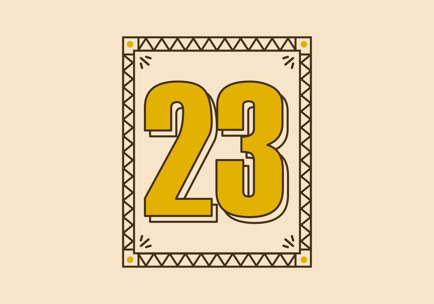 Vintage rectangle frame with number 23 on it vector