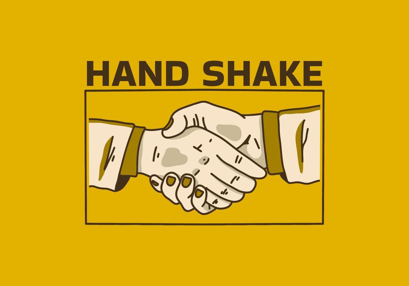 Vintage art illustration of shaking hands vector