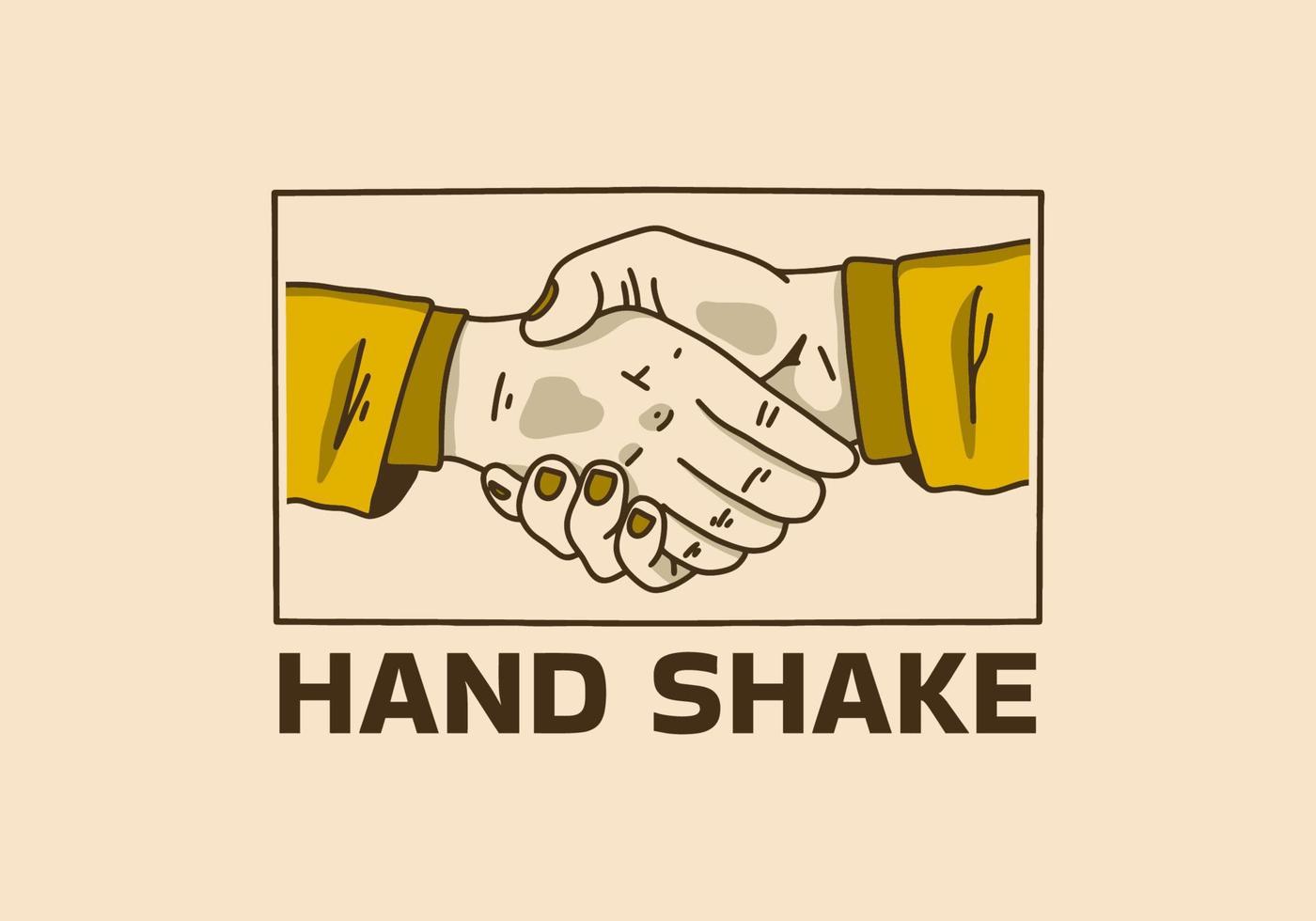 Vintage art illustration of shaking hands vector