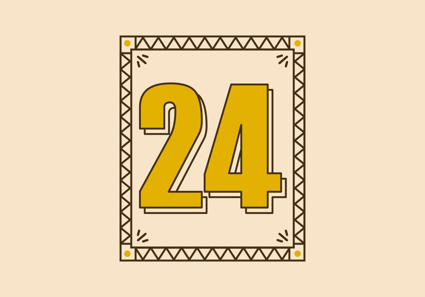 Vintage rectangle frame with number 24 on it vector