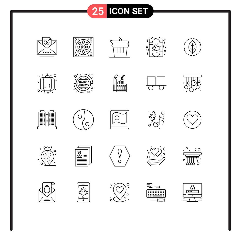 grupo universal de símbolos de icono de 25 líneas modernas de energía de fuente hecho elementos de diseño vectorial editables de amor de San Valentín vector