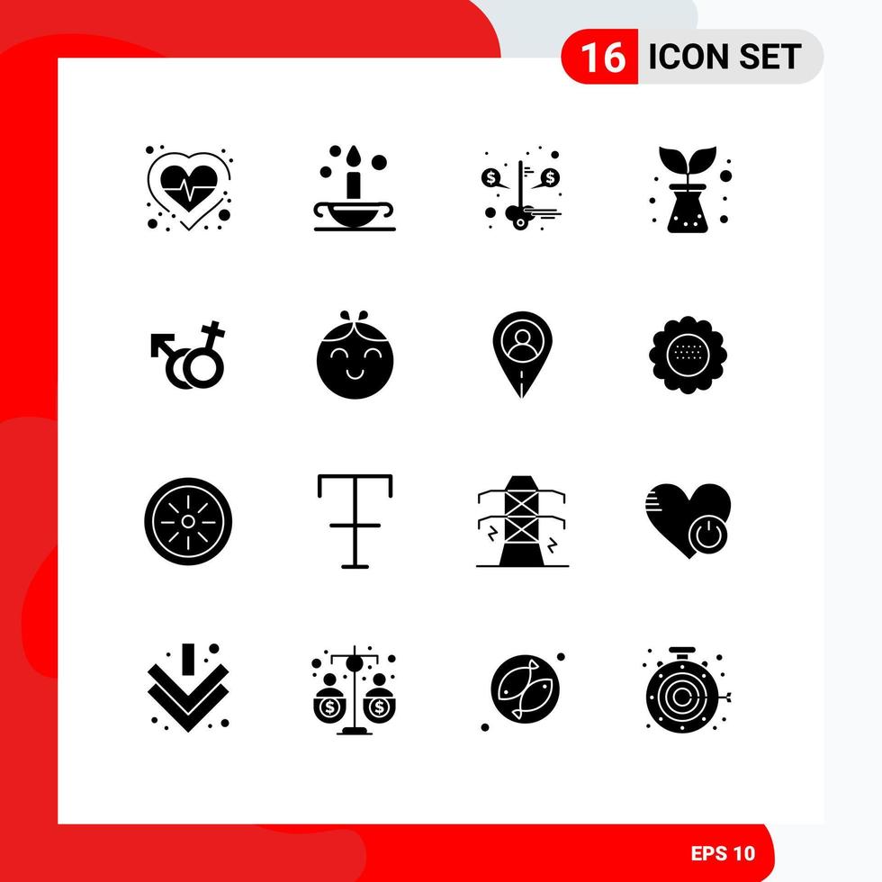 16 Solid Glyph concept for Websites Mobile and Apps male gender key plant agriculture Editable Vector Design Elements