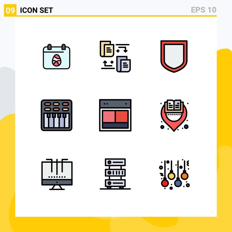 9 Creative Icons Modern Signs and Symbols of web layout security design multimedia Editable Vector Design Elements