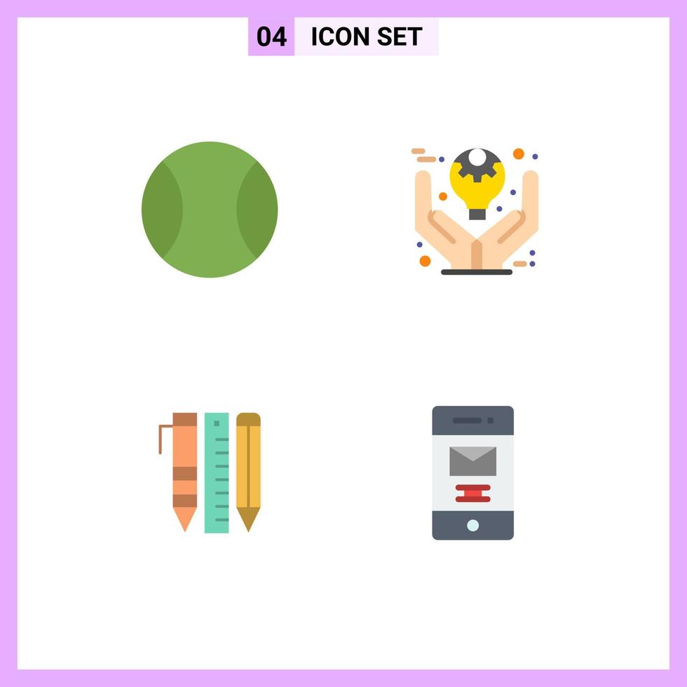 Modern Set of 4 Flat Icons and symbols such as ball essential tools business product items Editable Vector Design Elements