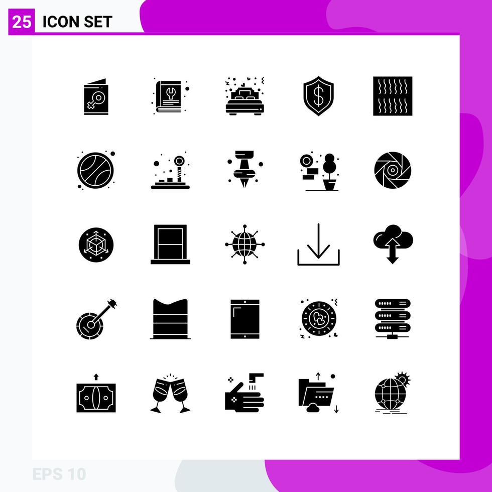 Pictogram Set of 25 Simple Solid Glyphs of intelligent cashless tool artificial wedding Editable Vector Design Elements