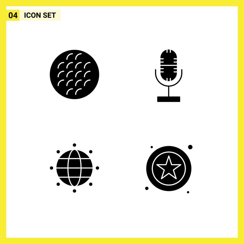 Modern Set of 4 Solid Glyphs and symbols such as baking global food broadcast world Editable Vector Design Elements