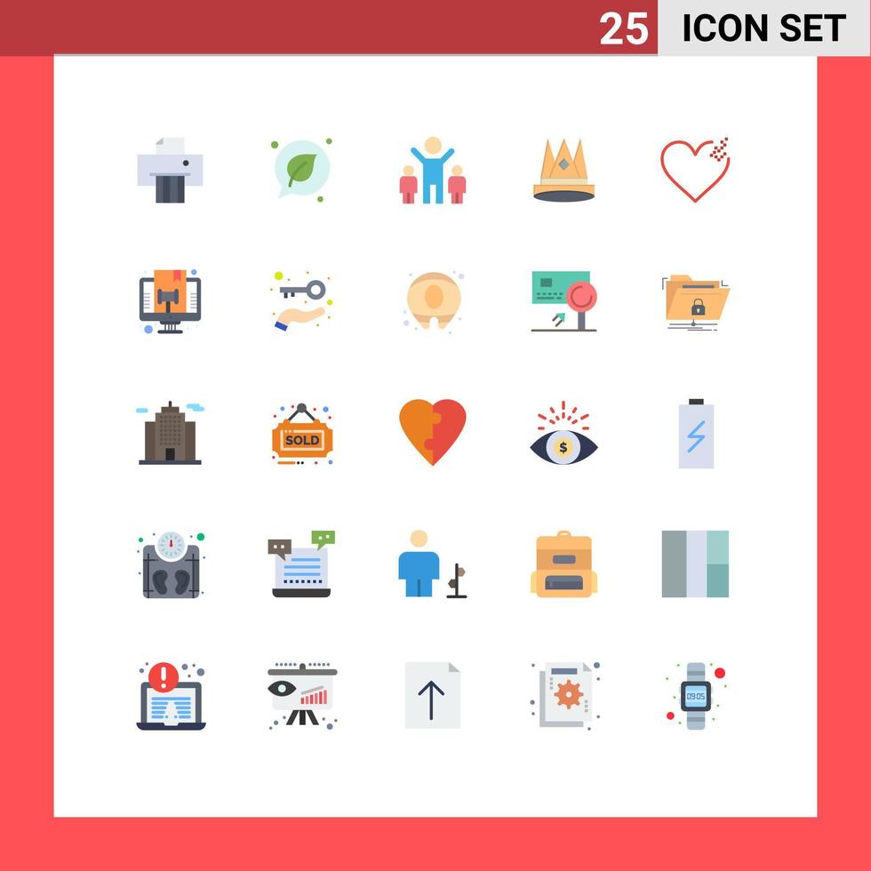 Modern Set of 25 Flat Colors Pictograph of broken achievement group position empire Editable Vector Design Elements