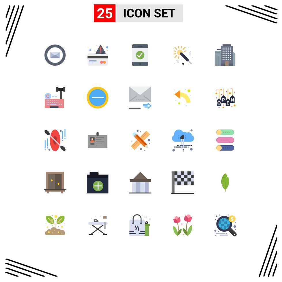Editable Vector Line Pack of 25 Simple Flat Colors of digital job mobile building night Editable Vector Design Elements