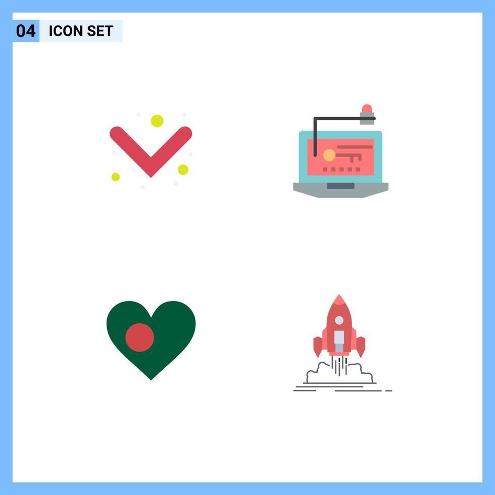 4 Flat Icon concept for Websites Mobile and Apps arrow bangla access key country Editable Vector Design Elements