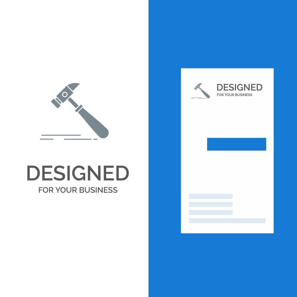 Hammer Construction Tool Strong Carpenter Grey Logo Design and Business Card Template vector