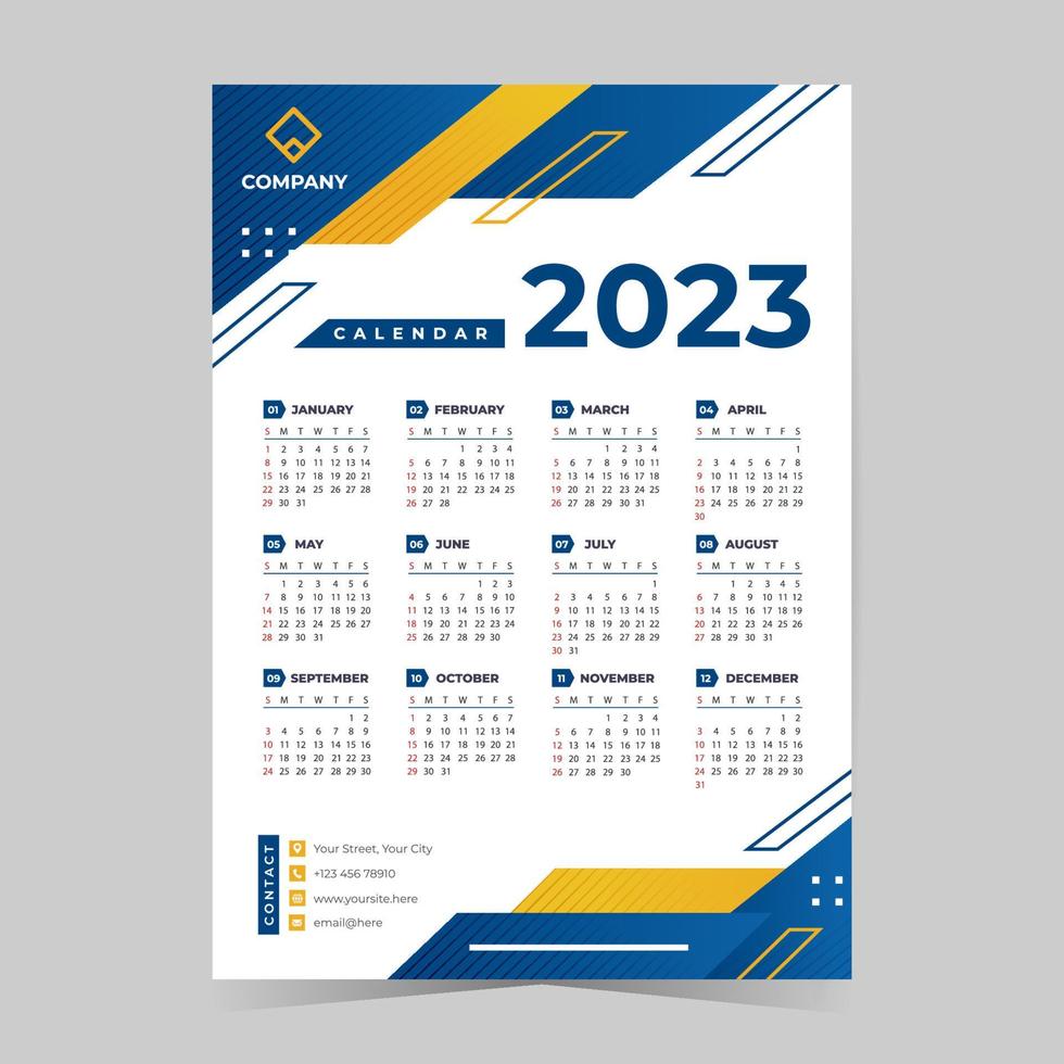 2023 Corporate Calendar Template vector