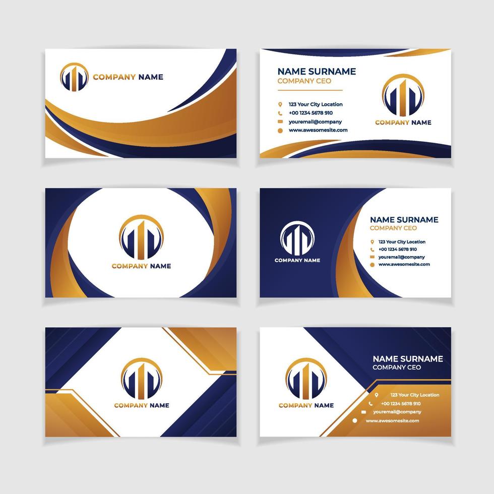 Blue and Gold Business Card Template vector