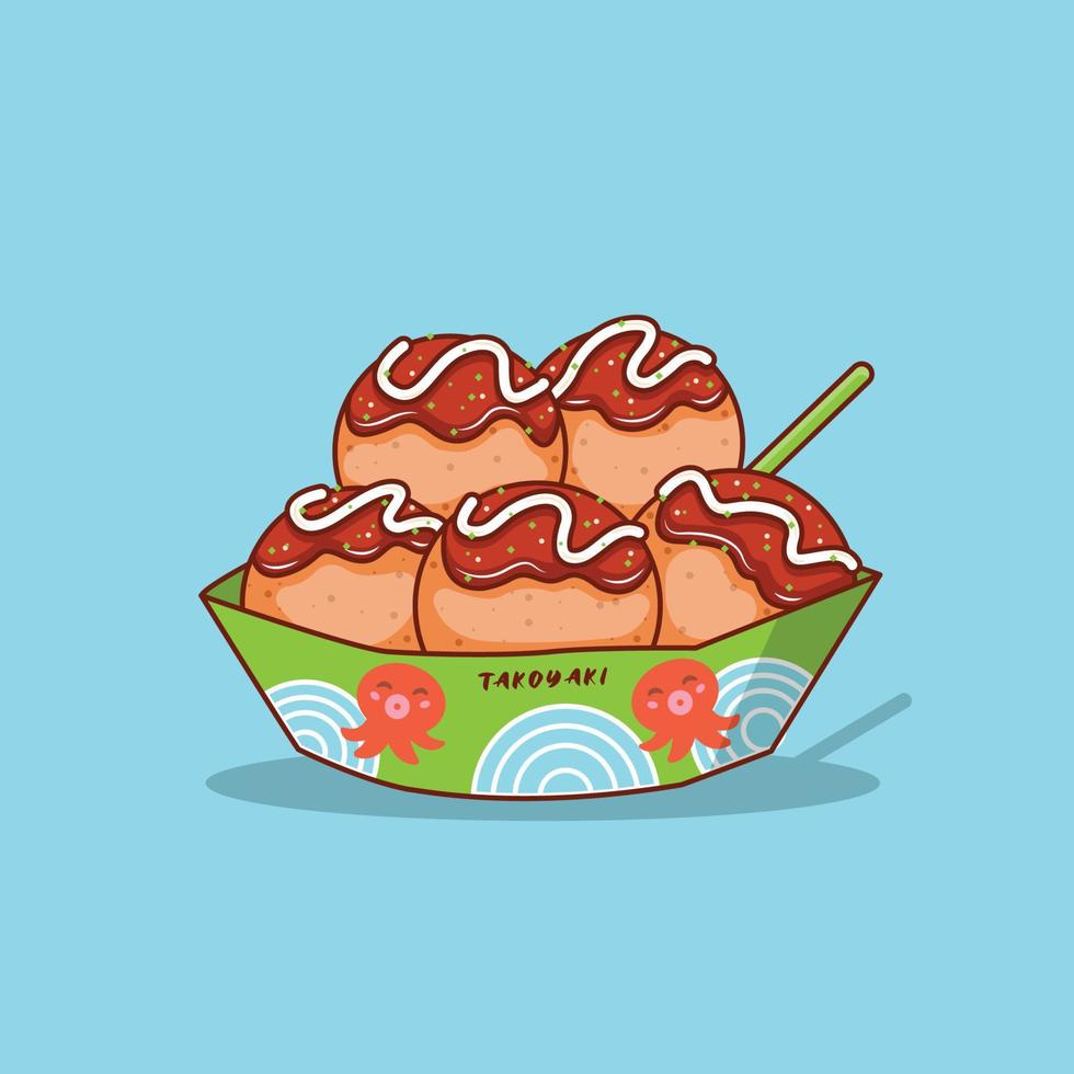 comida callejera japonesa takoyaki vector