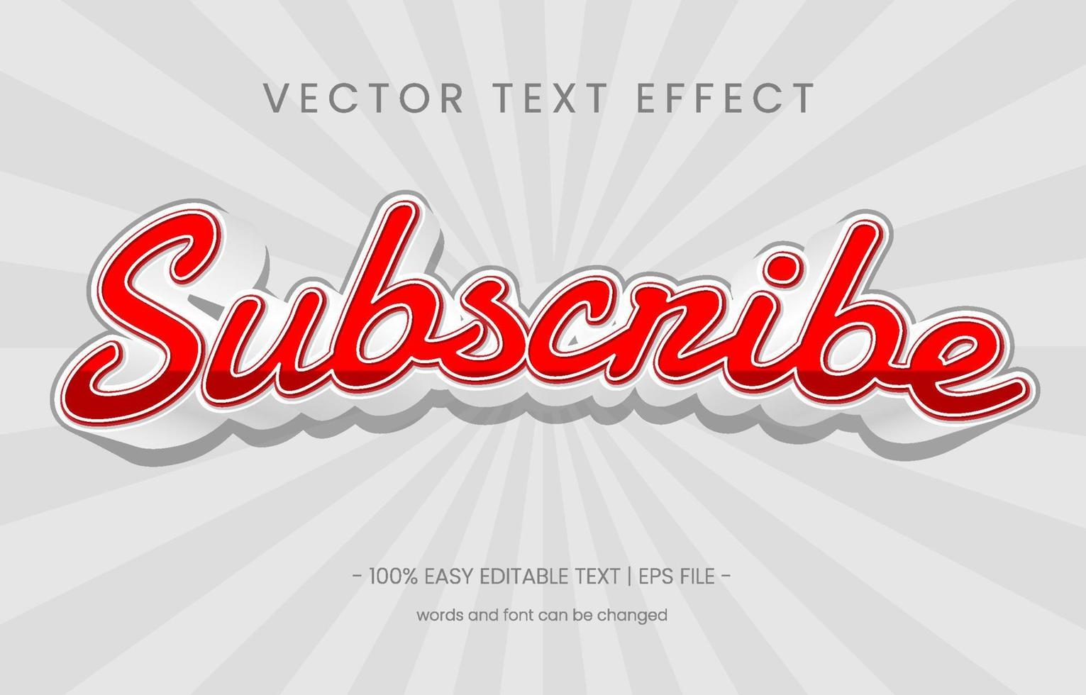 panel de estilo gráfico de efecto de texto de suscripción vector