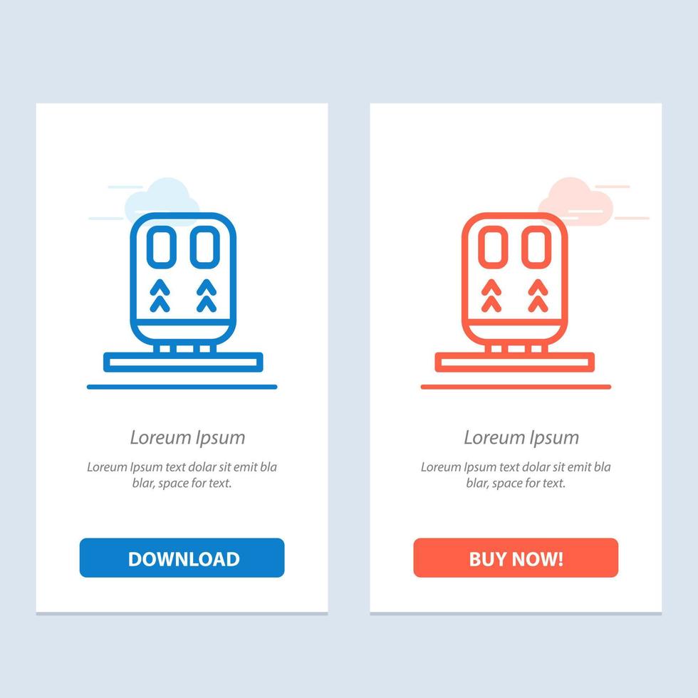 Back Railway Train Transportation  Blue and Red Download and Buy Now web Widget Card Template vector