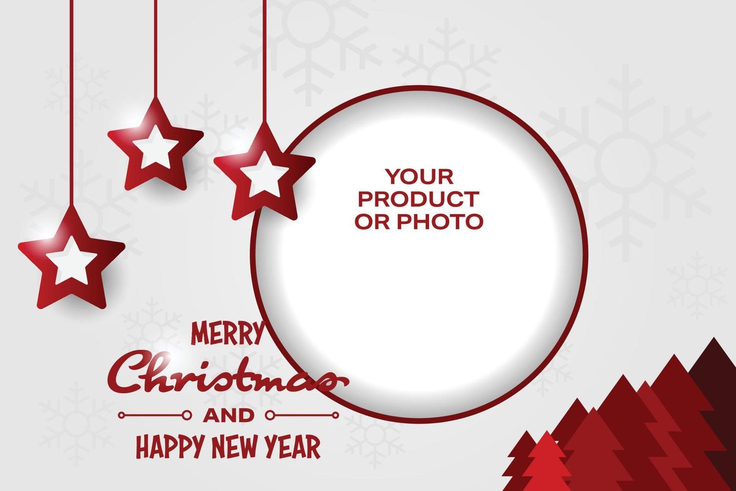 Merry Christmas Red Stars Product or Photo Banner vector