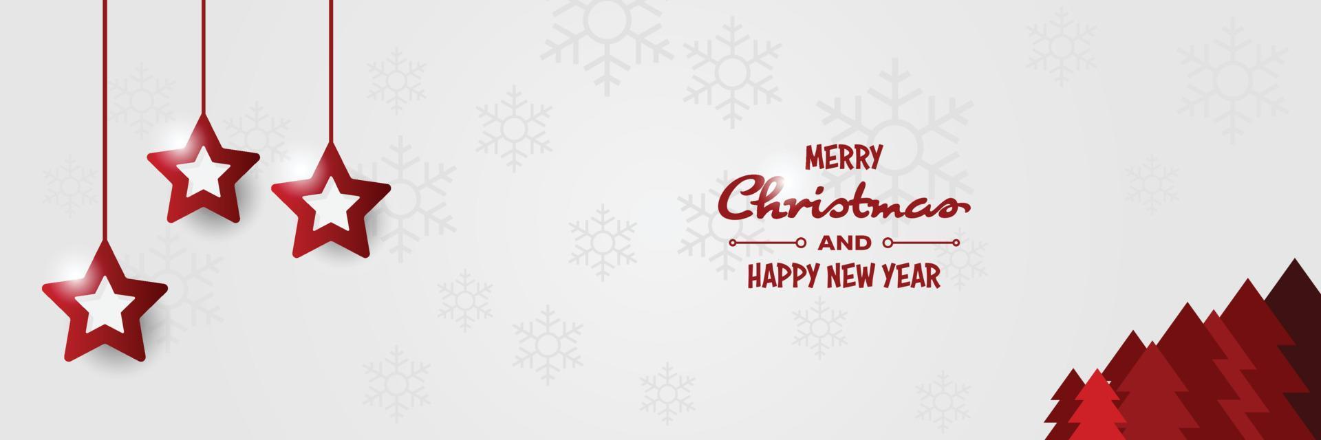 Merry Christmas Red Stars Twitter Header vector