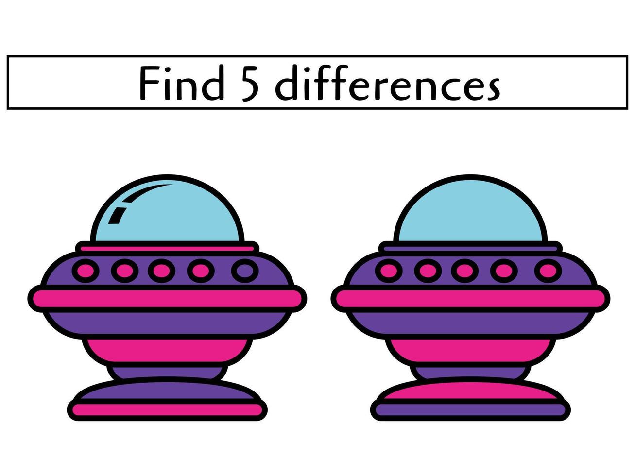 Find 5 differences, educational page game for toddlers vector